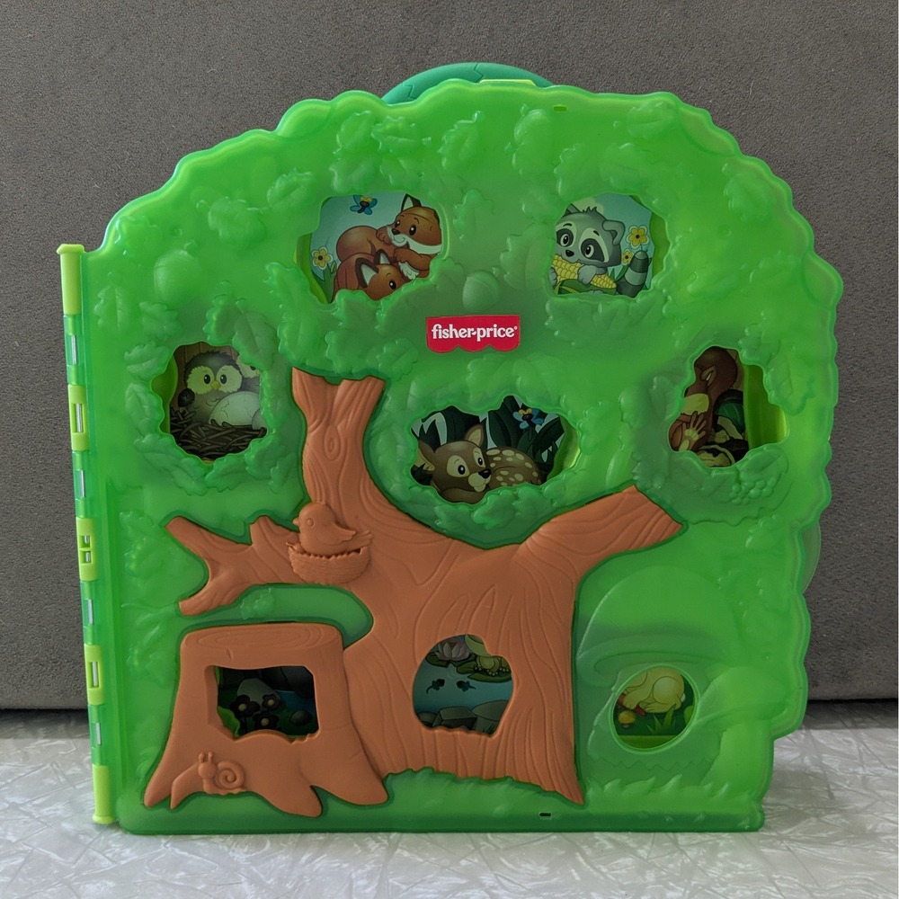 Fisher Price Little People Forest Friends Carry Case Green Tree Storage